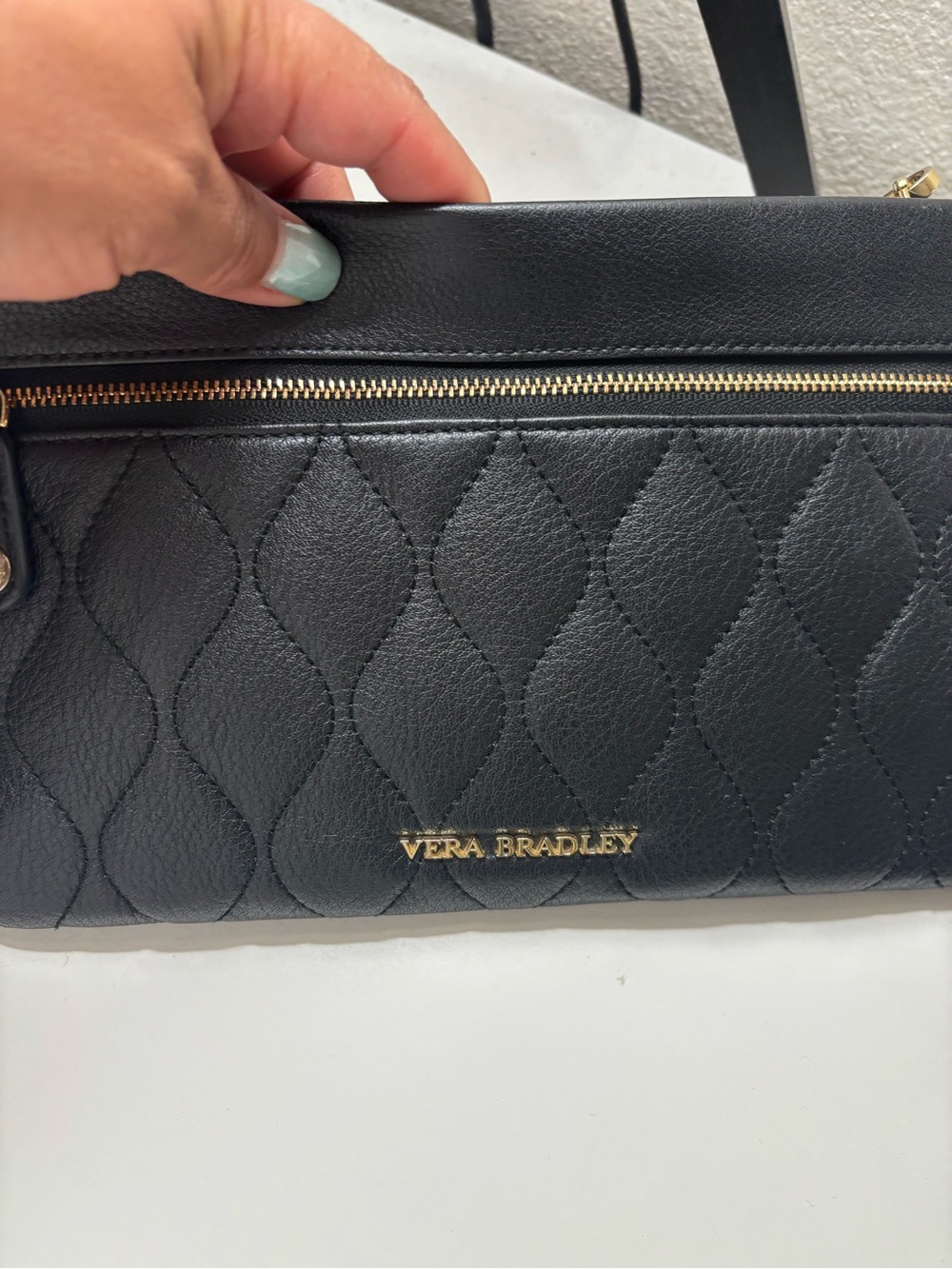 Vera Bradley Black Quilted Wristlet with Gold Hardware - Picture 3 of 4